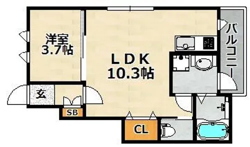 ウグイスコート【102号室】の間取り