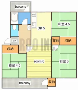 京口団地 14号棟【403号室】の間取り