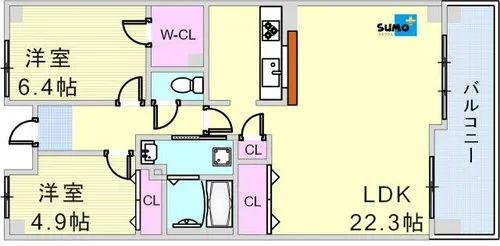 井吹西シティコート【1408A3X号室】の間取り