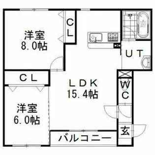 ウィンブルーⅠ【203号室】の間取り