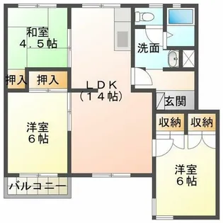 ハイツ北別府【3階】の間取り