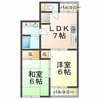 ロイヤルコート南別府A棟【1階】の間取り