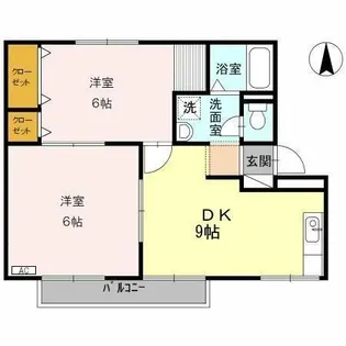 サンロード二重堀 A棟【2階】の間取り