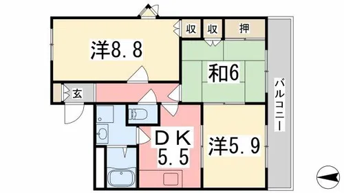 リブ ヒルズ【201号室】の間取り