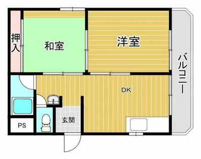 シャトー繁美【1D号室】の間取り