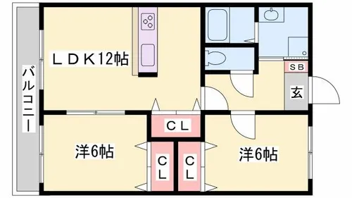 プレイン野里【1-D号室】の間取り