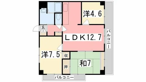 ハッピーライフ・フジ【405号室】の間取り