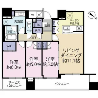 シエリアタワー中之島(0005688)【22階】の間取り