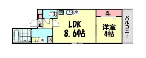 ロジェ泉佐野【101号室】の間取り