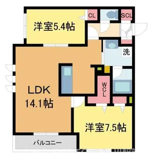 Chez Sourire苦楽園(シェスリール苦楽園)【201号室】の間取り
