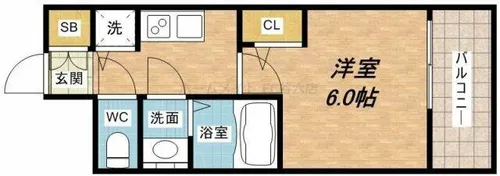 プレサンス玉造駅前【6階】の間取り