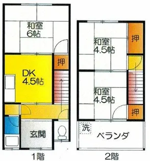 大阪府大阪市鶴見区浜3丁目【テラスハウス】の間取り