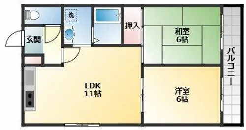 タウンコート鎮西【2階】の間取り