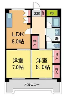 フルツカハイツ【402号室】の間取り