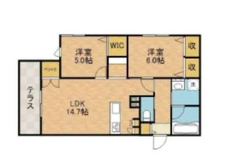 リエゾン奥雲城【1階】の間取り