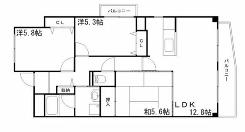 コーポ青山Ⅲ【5階】の間取り