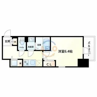 エスリード難波ザ・ブライト【6階】の間取り