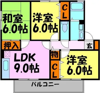 ソレーユ萩原B棟【2階】の間取り