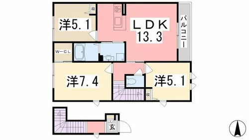 シャーメゾン福田B【201号室】の間取り