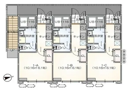 リープラス御着駅前Ⅱ【1-A号室】の間取り
