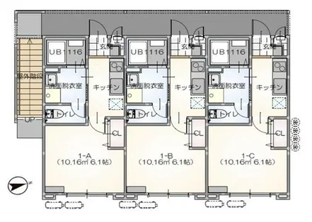 リープラス御着駅前Ⅱ【2-A号室】の間取り