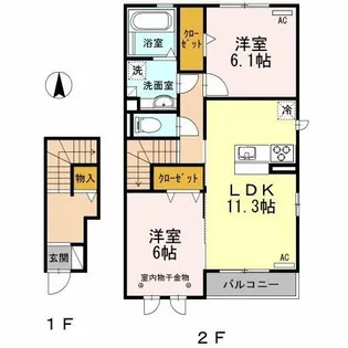 プラムシャルマン【201号室】の間取り