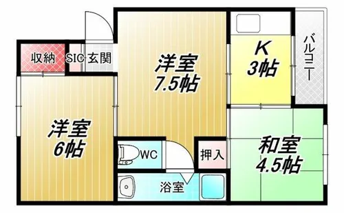 朝風マンション1番館【3階】の間取り