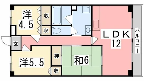 プラティーク英賀保【505号室】の間取り