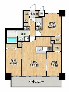 ふぁみーゆ平野【8階】の間取り