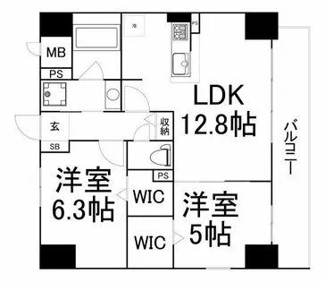 大阪府大阪市福島区玉川2丁目【マンション】の間取り