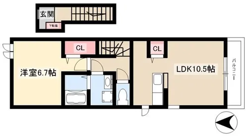 ベルソレイユ【202号室】の間取り