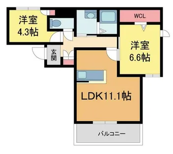 ユナイテッドキングダム宝塚【301号室】の間取り