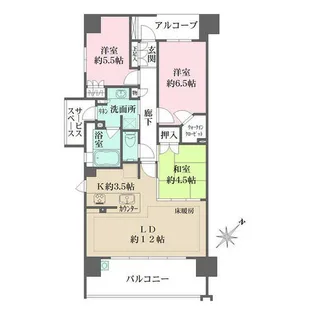 ザ パークハウス阿倍野三明町【705号室】の間取り