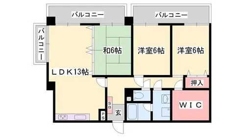 スクエアメゾン姫路城前【206号室】の間取り