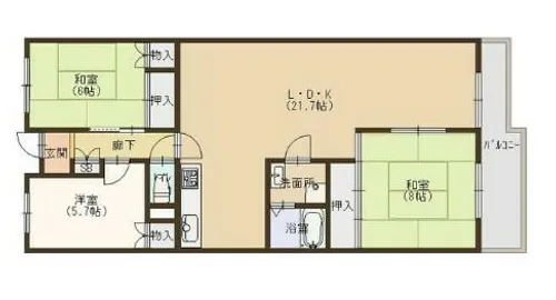花の北ハイツA棟【704号室】の間取り