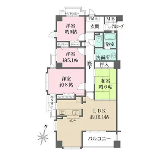 芦屋西山アーバンライフ【2階】の間取り