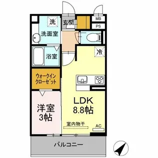 六軒屋シティパレス【302号室】の間取り