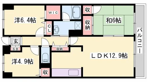 ラヴィーヌ砥堀【203号室】の間取り