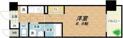 ドゥーエ森ノ宮【6階】の間取り