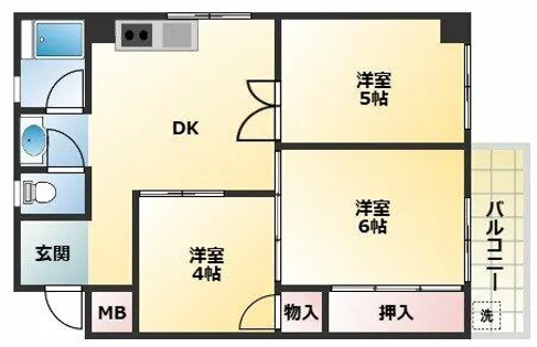 平野ハイツ【4階】の間取り