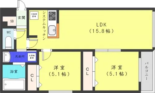 シエルクレール宮の沢【4階】の間取り