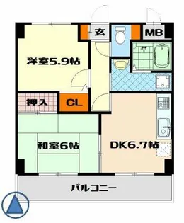 グランディールシャトー【6階】の間取り