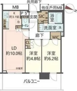 Brillia Tower箕面船場TOP OF THE HILL【6階】の間取り