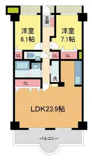 シャンテ川西 4号棟【14階】の間取り