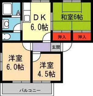フレグランス平野B棟【201号室】の間取り