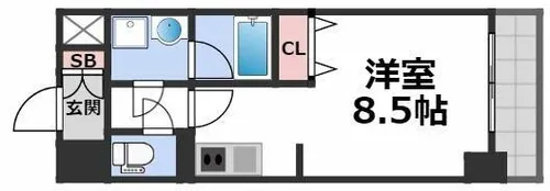 エストゥルースプラスサウス大阪【6階】の間取り