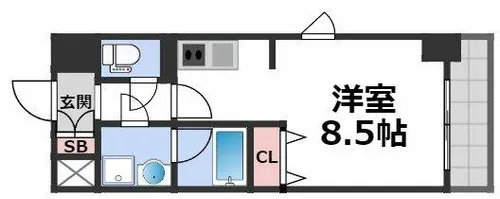 エストゥルースプラスサウス大阪【8階】の間取り
