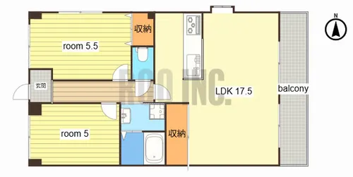 パインヒル・コーナン【1-A号室】の間取り