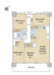 アンピール馬出九大病院前【15階】の間取り