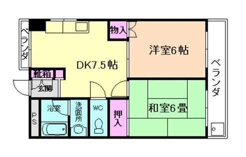 サンヴェルデ箕面【2階】の間取り